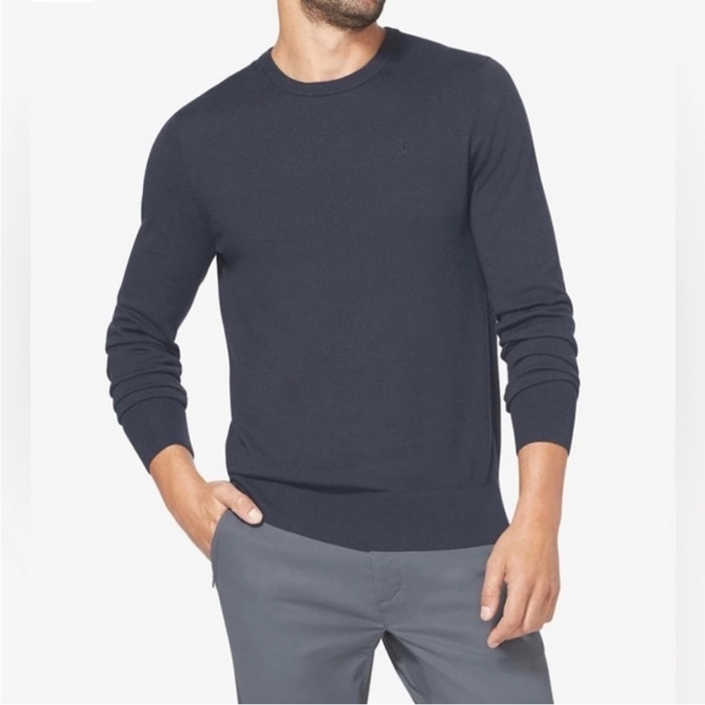 Tommy John Second Skin Crew Neck Knit Sweater Night Sky Blue Medium M NWT